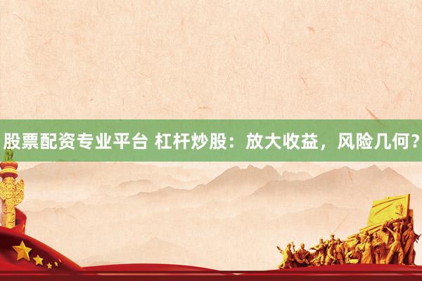 股票配资专业平台 杠杆炒股：放大收益，风险几何？