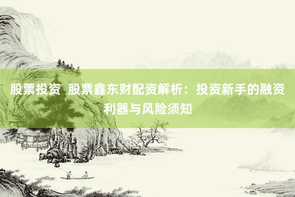 股票投资  股票鑫东财配资解析：投资新手的融资利器与风险须知