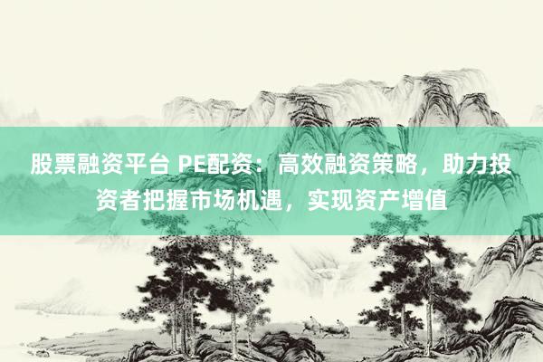 股票融资平台 PE配资：高效融资策略，助力投资者把握市场机遇，实现资产增值