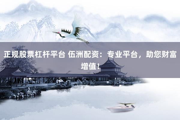 正规股票杠杆平台 伍洲配资：专业平台，助您财富增值！