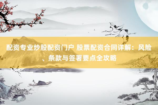 配资专业炒股配资门户 股票配资合同详解：风险、条款与签署要点全攻略