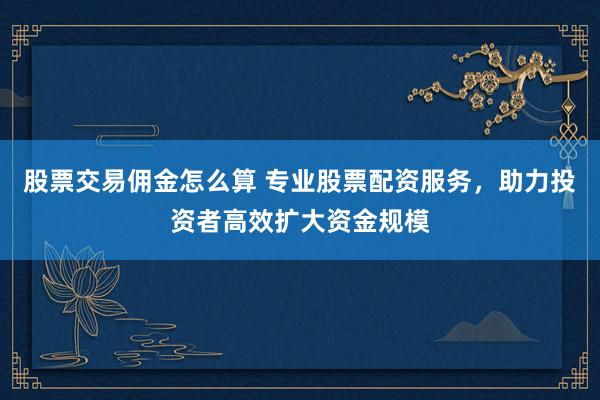 股票交易佣金怎么算 专业股票配资服务，助力投资者高效扩大资金规模
