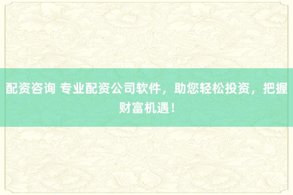 配资咨询 专业配资公司软件，助您轻松投资，把握财富机遇！