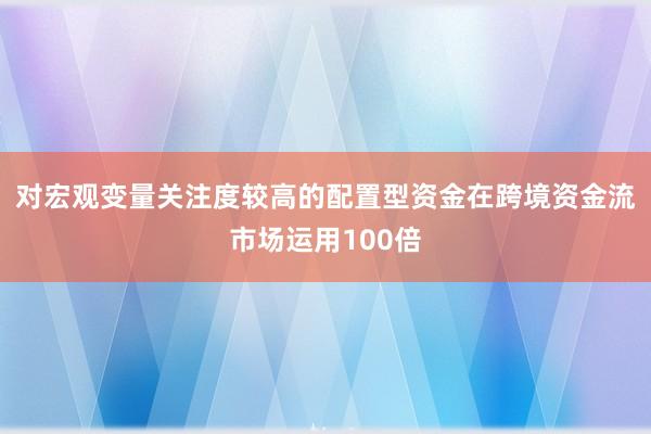 对宏观变量关注度较高的配置型资金在跨境资金流市场运用100倍