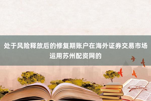 处于风险释放后的修复期账户在海外证券交易市场运用苏州配资网的