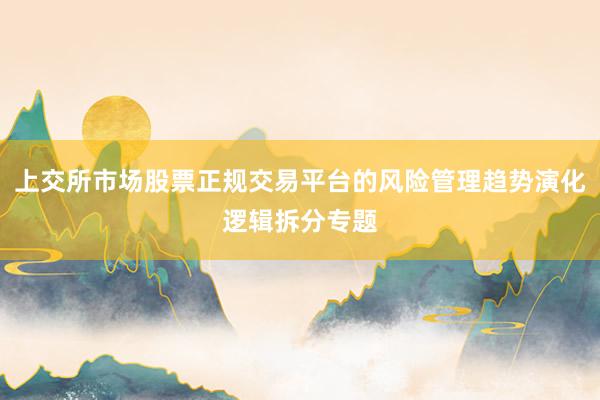 上交所市场股票正规交易平台的风险管理趋势演化逻辑拆分专题