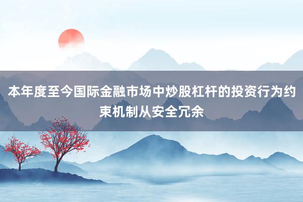 本年度至今国际金融市场中炒股杠杆的投资行为约束机制从安全冗余